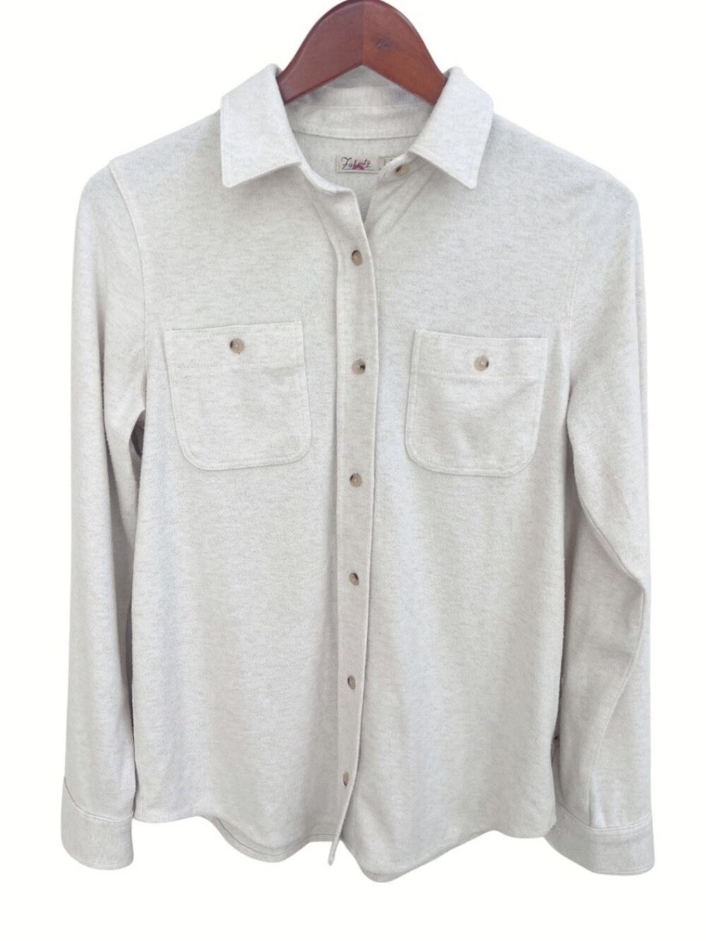 Faherty Legend Sweater Shirt Button Down Collar Flannel Off White Oatmeal Sz S